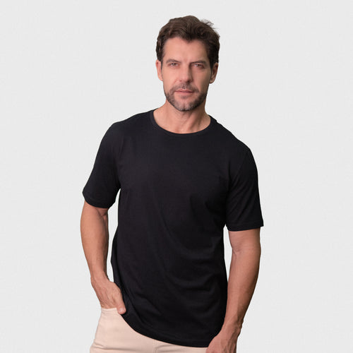 CAMISETA INTERLOQUE PIMA PRETO