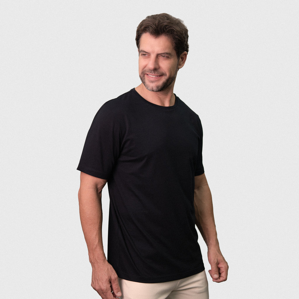 CAMISETA INTERLOQUE PIMA PRETO